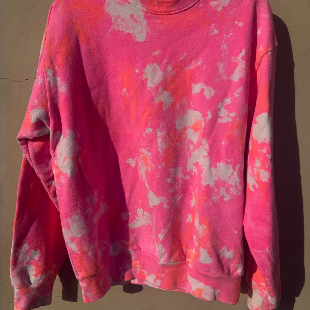 Trina Turk Pink and Orange Tie Dye Cowl Neck Sweatshirt